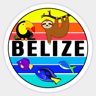 Belize Tropical Beach Toucan Fish Sloth Travel Vacation Sticker